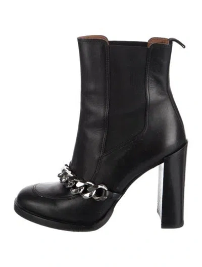 Pre-owned Givenchy Leather Chain-link Accents Chelsea Boots In Black