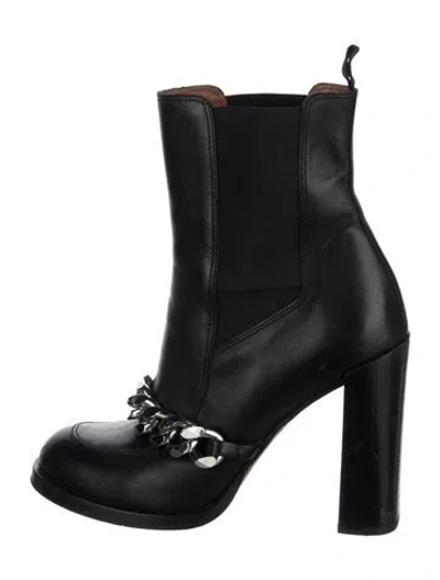 Pre-owned Givenchy Leather Chain-link Accents Chelsea Boots In Black