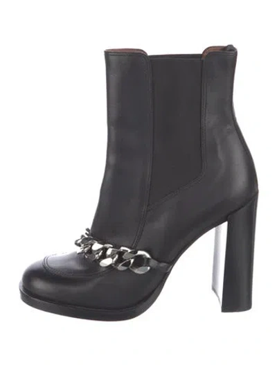 Pre-owned Givenchy Leather Chain-link Accents Chelsea Boots In Black