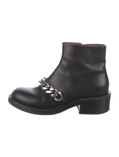 Pre-owned Givenchy Leather Chain-link Accents Combat Boots In Black