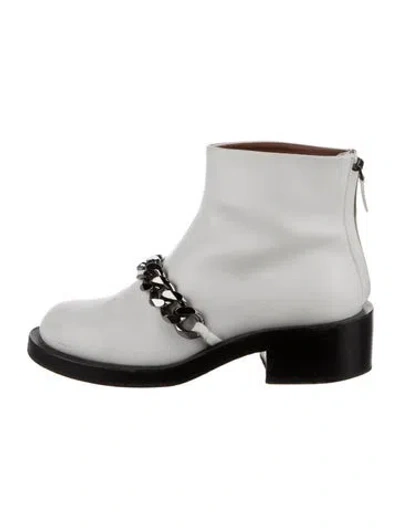 Pre-owned Givenchy Leather Chain-link Accents Combat Boots In Black/white