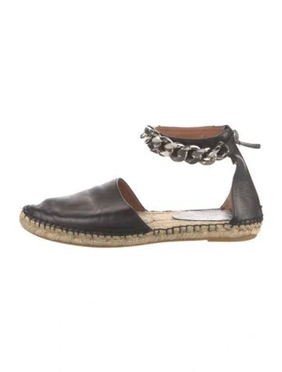 Pre-owned Givenchy Leather Chain-link Accents Espadrilles In Black