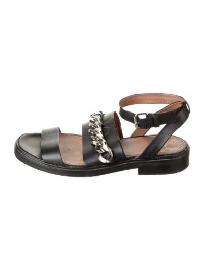 Pre-owned Givenchy Leather Chain-link Accents Flats In Black