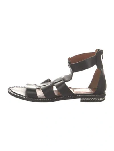 Pre-owned Givenchy Leather Chain-link Accents Gladiator Sandals In Black