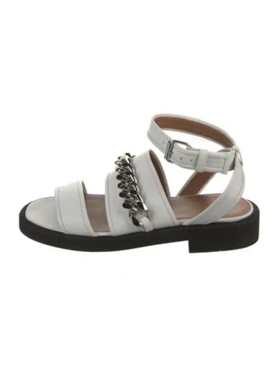 Pre-owned Givenchy Leather Chain-link Accents Gladiator Sandals In White