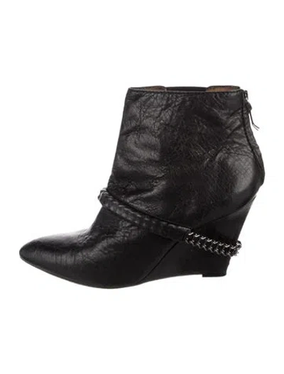 Pre-owned Givenchy Leather Chain-link Accents Lace-up Boots In Black