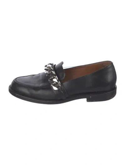Pre-owned Givenchy Leather Chain-link Accents Loafers In Black