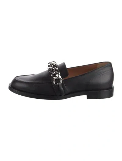 Pre-owned Givenchy Leather Chain-link Accents Loafers In Black