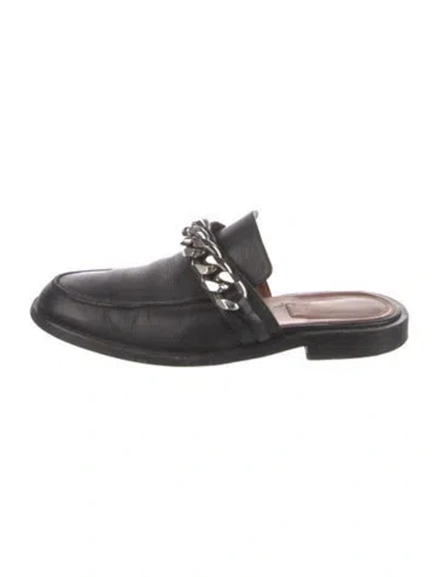 Pre-owned Givenchy Leather Chain-link Accents Mules In Black