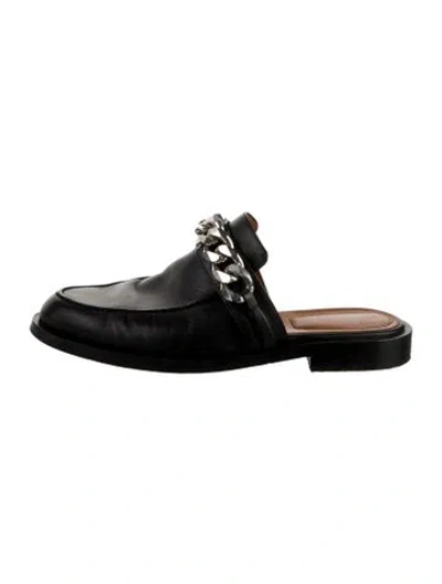 Pre-owned Givenchy Leather Chain-link Accents Mules In Black
