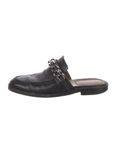 Pre-owned Givenchy Leather Chain-link Accents Mules In Black
