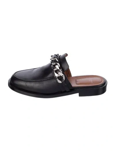 Pre-owned Givenchy Leather Chain-link Accents Mules In Black