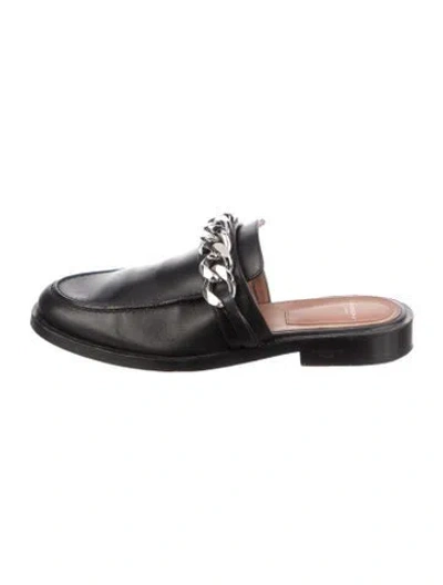 Pre-owned Givenchy Leather Chain-link Accents Mules In Black