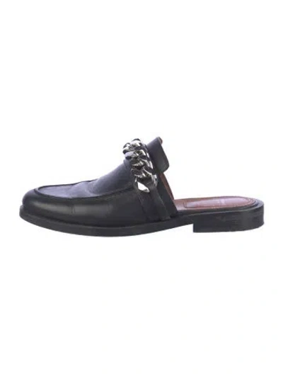 Pre-owned Givenchy Leather Chain-link Accents Mules In Black