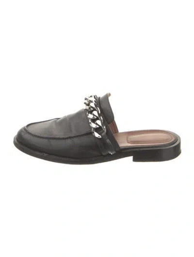 Pre-owned Givenchy Leather Chain-link Accents Mules In Black