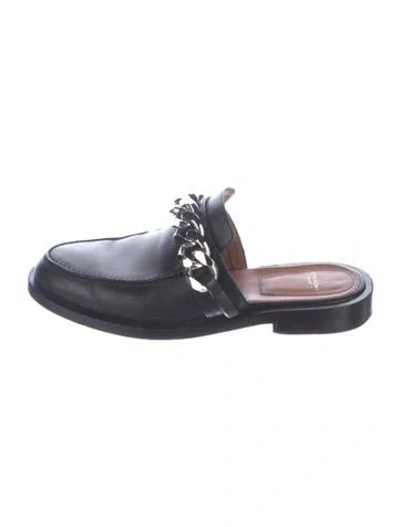 Pre-owned Givenchy Leather Chain-link Accents Mules In Black