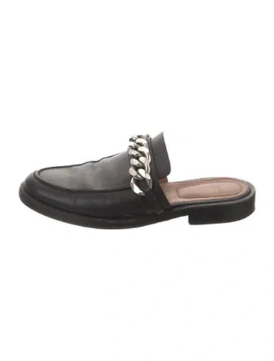 Pre-owned Givenchy Leather Chain-link Accents Mules In Black
