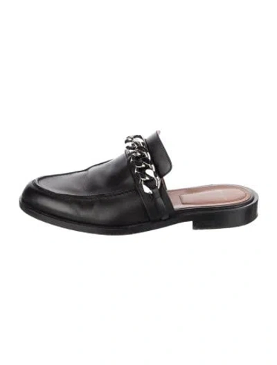Pre-owned Givenchy Leather Chain-link Accents Mules In Black