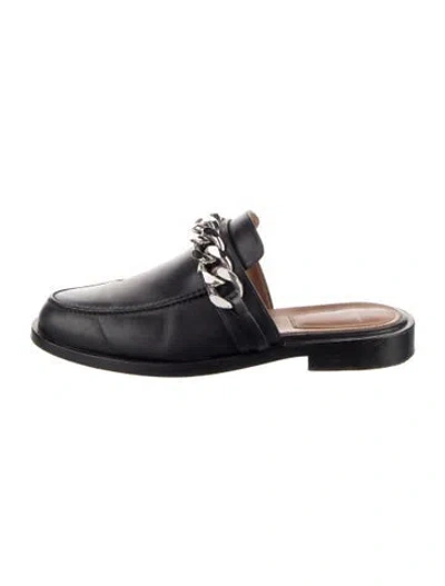 Pre-owned Givenchy Leather Chain-link Accents Mules In Black
