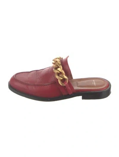 Pre-owned Givenchy Leather Chain-link Accents Mules In Metallic/red