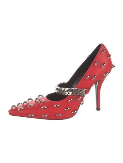 Pre-owned Givenchy Leather Chain-link Accents Pumps In Red