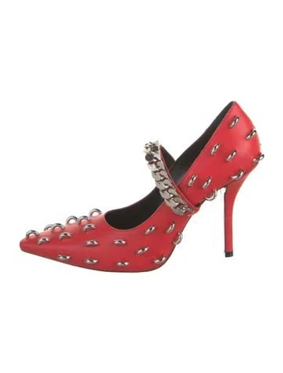 Pre-owned Givenchy Leather Chain-link Accents Pumps In Red
