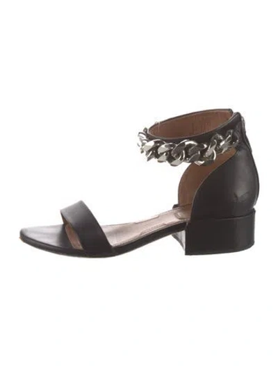 Pre-owned Givenchy Leather Chain-link Accents Sandals In Black