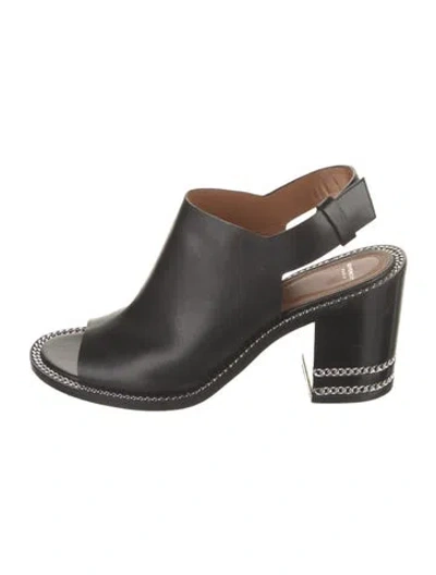 Pre-owned Givenchy Leather Chain-link Accents Sandals In Black