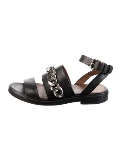 Pre-owned Givenchy Leather Chain-link Accents Sandals In Black