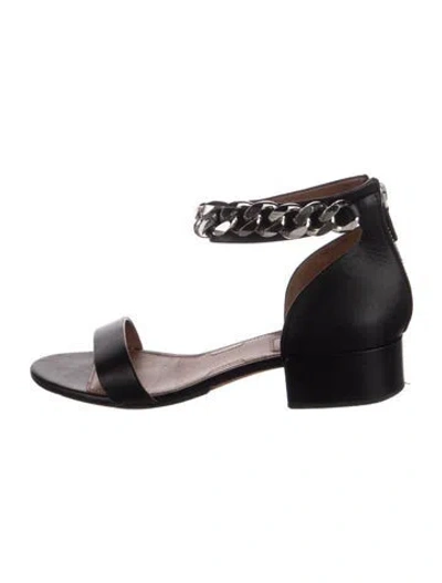 Pre-owned Givenchy Leather Chain-link Accents Sandals In Black