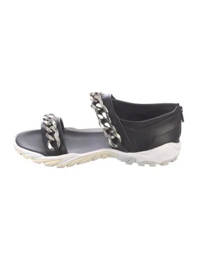 Pre-owned Givenchy Leather Chain-link Accents Sandals In Black