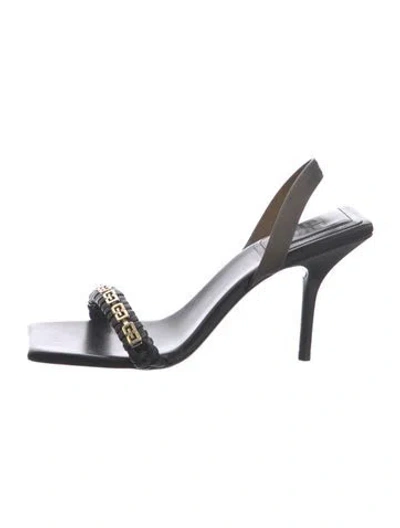 Pre-owned Givenchy Leather Chain-link Accents Sandals In Black