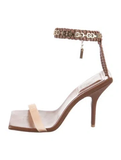 Pre-owned Givenchy Leather Chain-link Accents Sandals In Brown