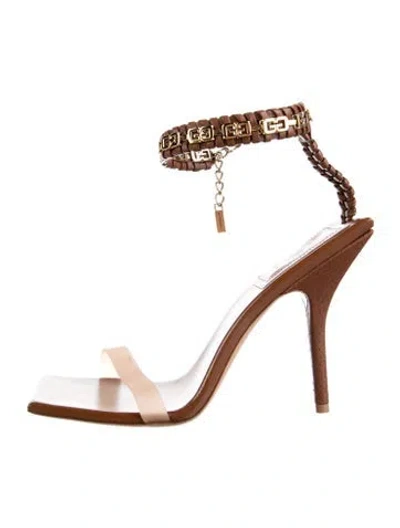 Pre-owned Givenchy Leather Chain-link Accents Sandals In Brown