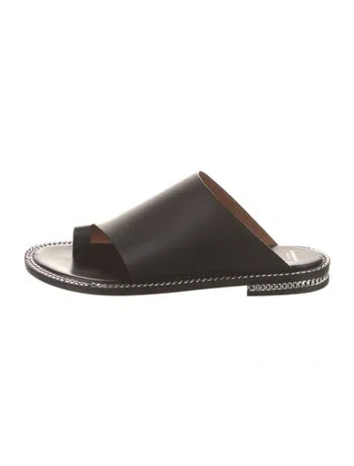 Pre-owned Givenchy Leather Chain-link Accents Slides In Black