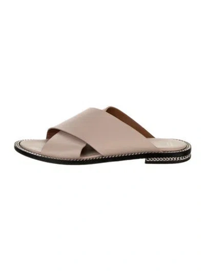 Pre-owned Givenchy Leather Chain-link Accents Slides In Neutral