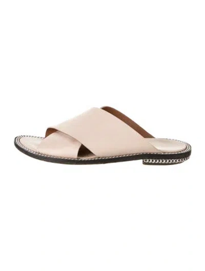 Pre-owned Givenchy Leather Chain-link Accents Slides In Neutral