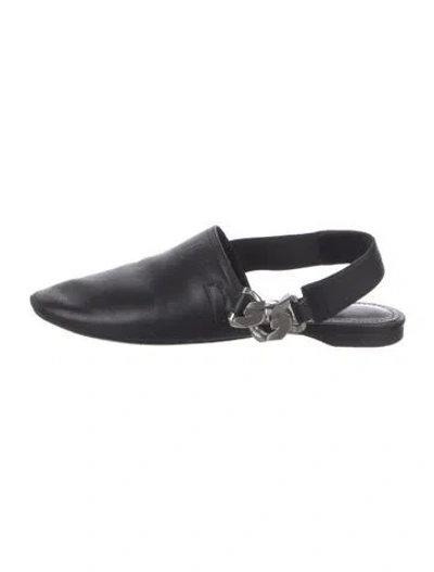 Pre-owned Givenchy Leather Chain-link Accents Slingback Flats In Black