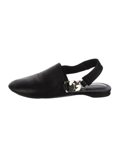 Pre-owned Givenchy Leather Chain-link Accents Slingback Flats In Black