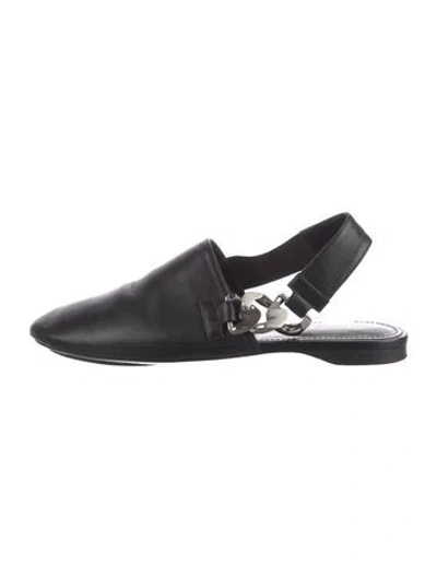 Pre-owned Givenchy Leather Chain-link Accents Slingback Flats In Black