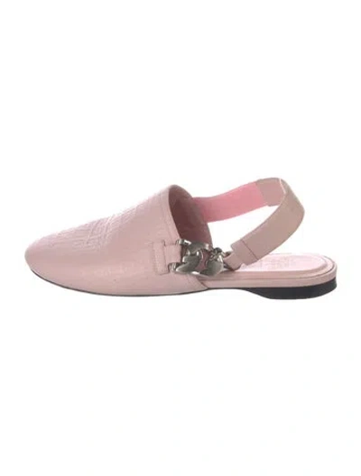 Pre-owned Givenchy Leather Chain-link Accents Slingback Flats In Pink
