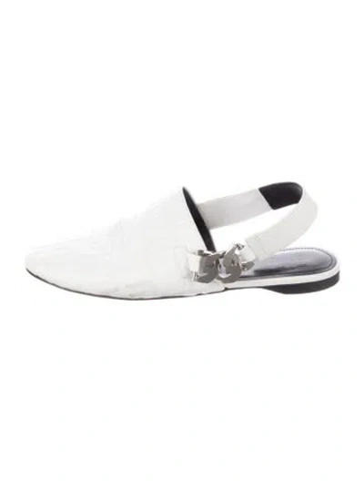 Pre-owned Givenchy Leather Chain-link Accents Slingback Flats In White