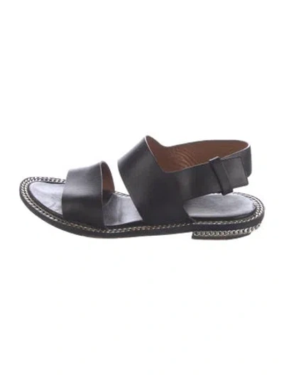 Pre-owned Givenchy Leather Chain-link Accents Slingback Sandals In Black