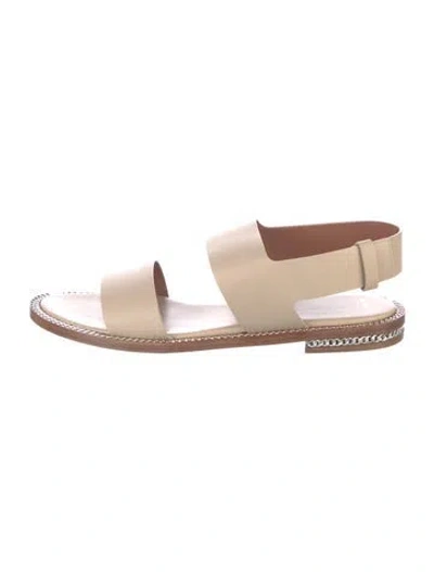 Pre-owned Givenchy Leather Chain-link Accents Slingback Sandals In Neutral