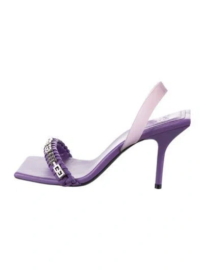 Pre-owned Givenchy Leather Chain-link Accents Slingback Sandals In Purple