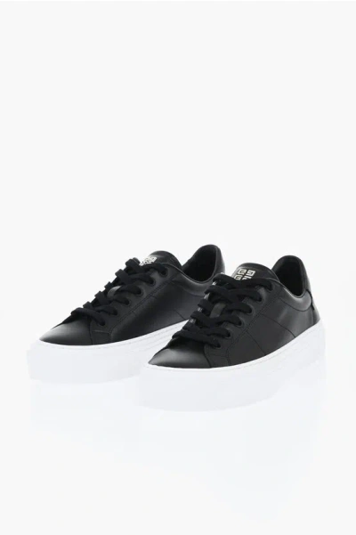 Givenchy Leather City Low-top Sneakers With Contrasting Sole In Black