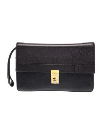 Pre-owned Givenchy Leather Clutch In Black
