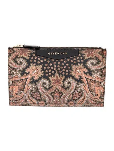 Pre-owned Givenchy Leather Clutch In Black/orange