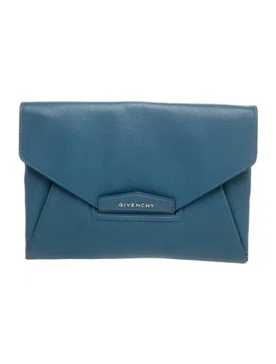 Pre-owned Givenchy Leather Clutch In Blue
