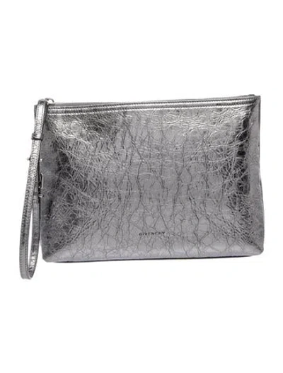 Pre-owned Givenchy Leather Clutch In Gray